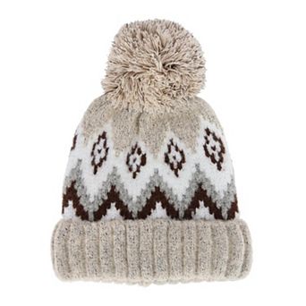 Grand Sierra Women's Winter Pattern Boucle Beanie Pom Hat