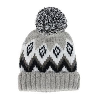 Grand Sierra Women's Winter Pattern Boucle Beanie Pom Hat