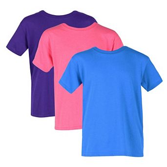 Gildan Girl's Crew Neck Cotton Tee Shirt (Pack of 3)