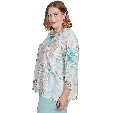 Plus Size Alfred Dunner Patchwork Leaves Textured Top