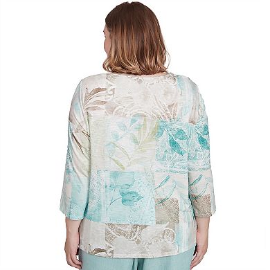 Plus Size Alfred Dunner Patchwork Leaves Textured Top