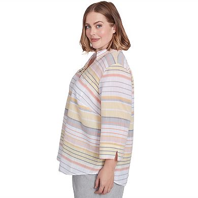 Plus Size Alfred Dunner Button Down Striped Top
