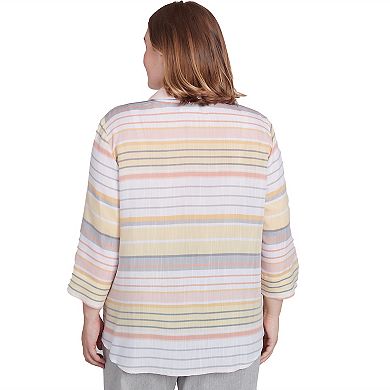 Plus Size Alfred Dunner Button Down Striped Top