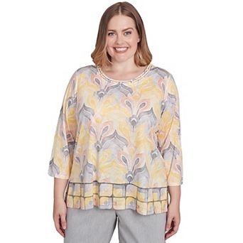 Plus Size Alfred Dunner Geometric Medallion Crewneck Top