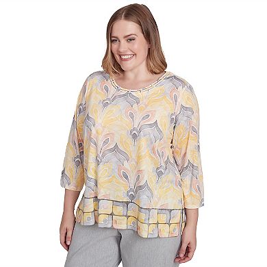 Plus Size Alfred Dunner Geometric Medallion Crewneck Top