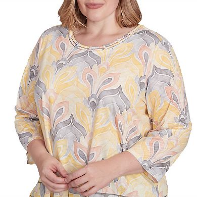 Plus Size Alfred Dunner Geometric Medallion Crewneck Top