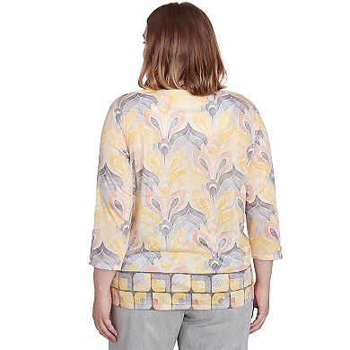 Plus Size Alfred Dunner Geometric Medallion Crewneck Top