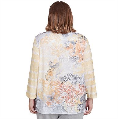 Plus Size Alfred Dunner Square Neck Paisley Geometric Top