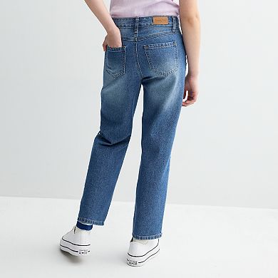 Girls 7-16 Gogo Star Silver Studs Non-Stretch Wide Leg Jeans
