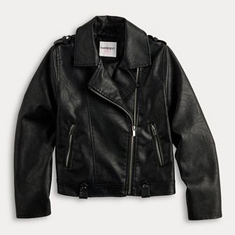 Girls 6-16 Harper & Ivy Faux Wool Moto Jacket