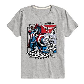 Boys 8-20 Marvel Captain America Brave New World Comic Grid Ink Graphic Tee