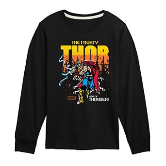 Boys 8-20 Marvel Thor 8-Bit Pixel Long Sleeve Graphic Tee
