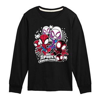 Boys 8-20 Marvel Spidey And His Amazing Friends Stickers Long Sleeve Graphic Tee