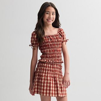 Girls 7-16 eyeshadow Smocked Cap Sleeve Top & Skirt Set