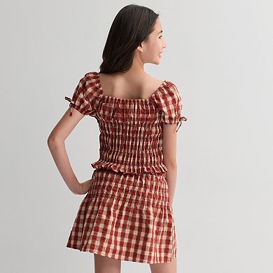 Girls 7-16 eyeshadow Smocked Cap Sleeve Top & Skirt Set