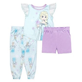 Disney's Frozen Toddler Elsa Magic 3 pc Pajama Top, Pajama Shorts & Pajama Bottoms Set