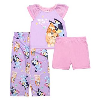 Toddler Bluey Sleepy Time 3 pc Pajama Top, Pajama Shorts & Pajama Bottoms Set