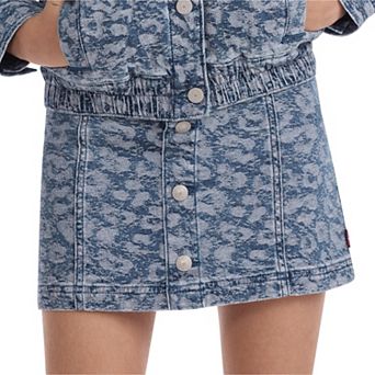 Girls 7-16 Levi's® Cheetah Print Jacquard Button Front Pleated Denim Skirt