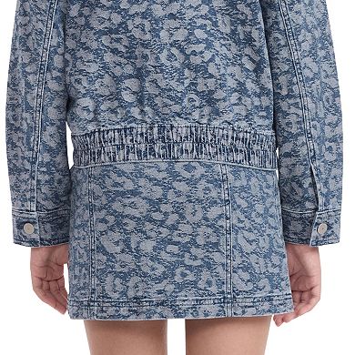 Girls 7-16 Levi's® Cheetah Print Jacquard Button Front Pleated Denim Skirt