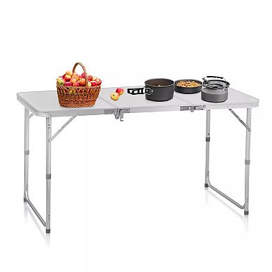 Portable Indoor Outdoor Aluminum Folding Table 4 Ft