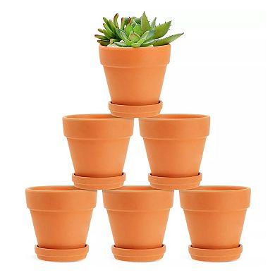 4" Terracotta Pots With Saucer 6 Pcs
