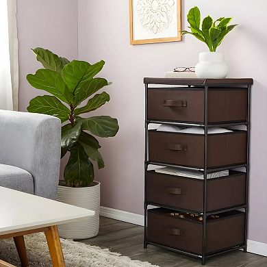 4-Tier Closet Dresser Organizer Dark Brown