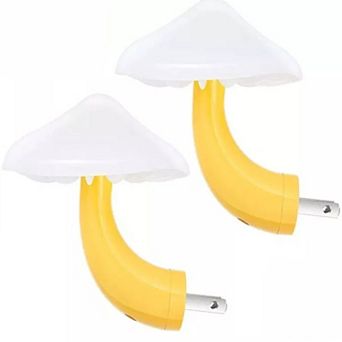 Mushroom LED Night Lights Plug-in Wall Lamps With 7 Color 2 pc