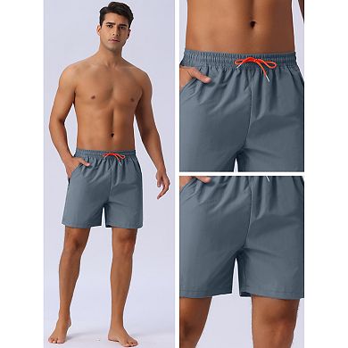 Men's Casual Elastic Waist Drawstring Mesh Lining Swimming Beach Shorts