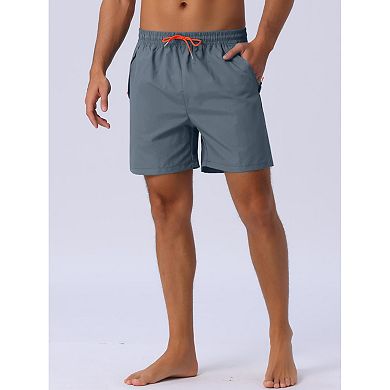 Men's Casual Elastic Waist Drawstring Mesh Lining Swimming Beach Shorts