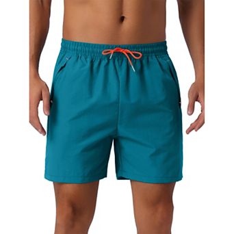 Men's Casual Elastic Waist Drawstring Mesh Lining Swimming Beach Shorts