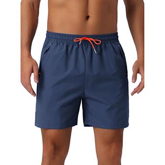 Men's Casual Elastic Waist Drawstring Mesh Lining Swimming Beach Shorts