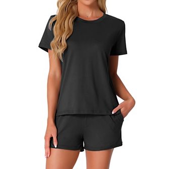Women's Pajama Sets 2 pc Lounge Set Short Sleeve Top and Shorts Soft Cozy Loungewear Sets
