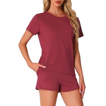 Women's Pajama Sets 2 pc Lounge Set Short Sleeve Top and Shorts Soft Cozy Loungewear Sets