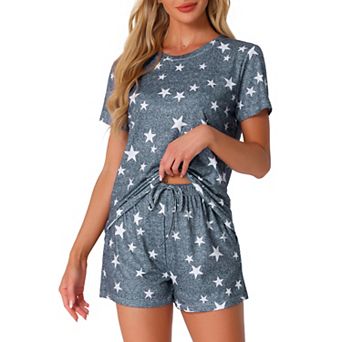 Women's Pajama Sets 2 pc Lounge Set Short Sleeve Top and Shorts Soft Cozy Loungewear Sets