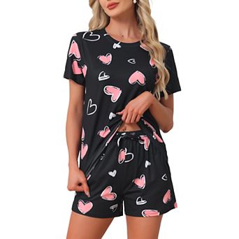 Women's Pajama Sets 2 pc Lounge Set Short Sleeve Top and Shorts Soft Cozy Loungewear Sets