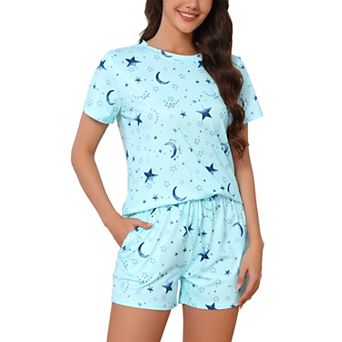 Women's Pajama Sets 2 pc Lounge Set Short Sleeve Top and Shorts Soft Cozy Loungewear Sets