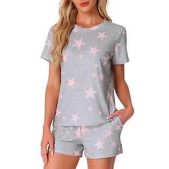 Women's Pajama Sets 2 pc Lounge Set Short Sleeve Top and Shorts Soft Cozy Loungewear Sets