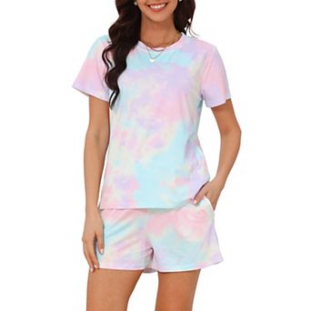 Women's Pajama Sets 2 pc Lounge Set Short Sleeve Top and Shorts Soft Cozy Loungewear Sets
