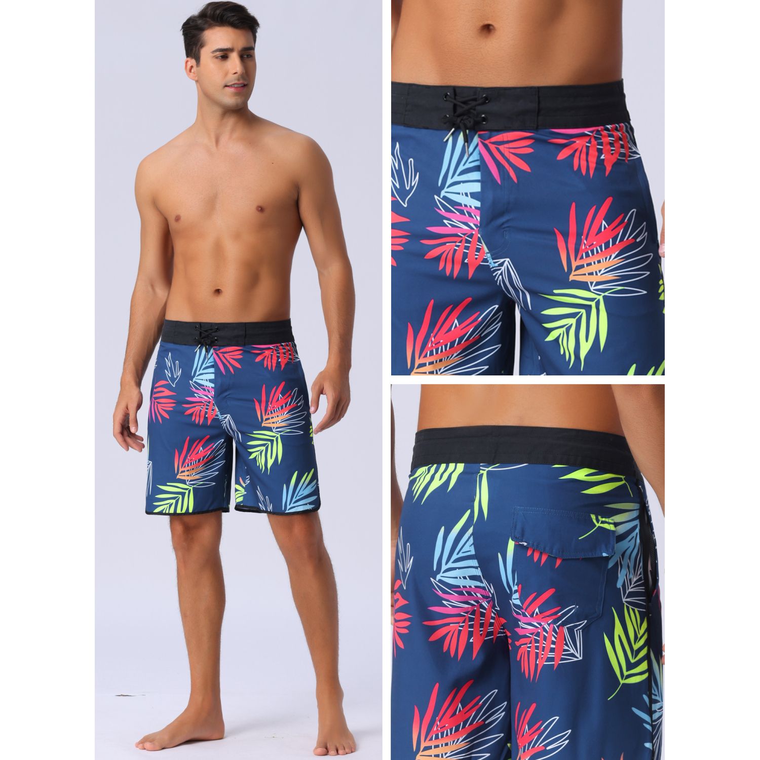 Men's Board Shorts Swim Shorts Swim Trunks Drawstring With Mesh Lining Elastic Waist Wolf Quick