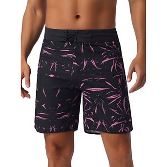 Men's Tropical Vocation Elastic Waist Drawstring Hawaiian Print Athletic Swim Trunks
