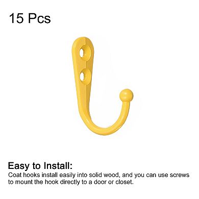 Wall Hooks, 15 Pcs Zinc Alloy Single Prong Wall Mounted Clothes Hook, Double Hole Hooks