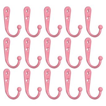 Wall Hooks, 15 pc Zinc Alloy Single Prong Wall Mounted Clothes Hook, Double Hole Hooks