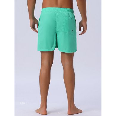 Men's Drawstring Elastic Waist Mesh Lining Solid Board Shorts