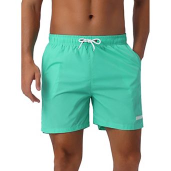 Men's Drawstring Elastic Waist Mesh Lining Solid Board Shorts