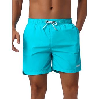 Men's Drawstring Elastic Waist Mesh Lining Solid Board Shorts