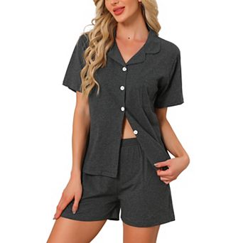 Women's Pajamas Set Button Up Lounge Sets Cotton Soft Pj Shorts Set 2 pc Short Sleeve Sleepwear
