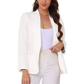 Linen Blazer for Women's V Neck Single Button Long Sleeve Solid Lightweight Work Business Blazers