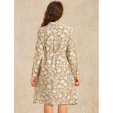 Women Teal Floral Shirt Collar Dhoti Dress