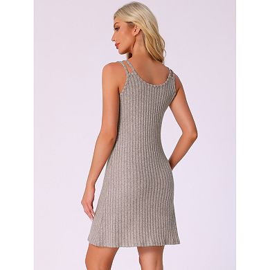Women Sleeveless Sleepwear Sleep Dress Ribbed Knit Night Shirt Chemise Nighties Nightgowns