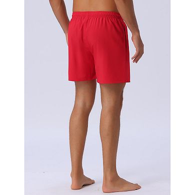 Men's Drawstring Waist Side Pockets Mesh Lining Beach Swim Trunks